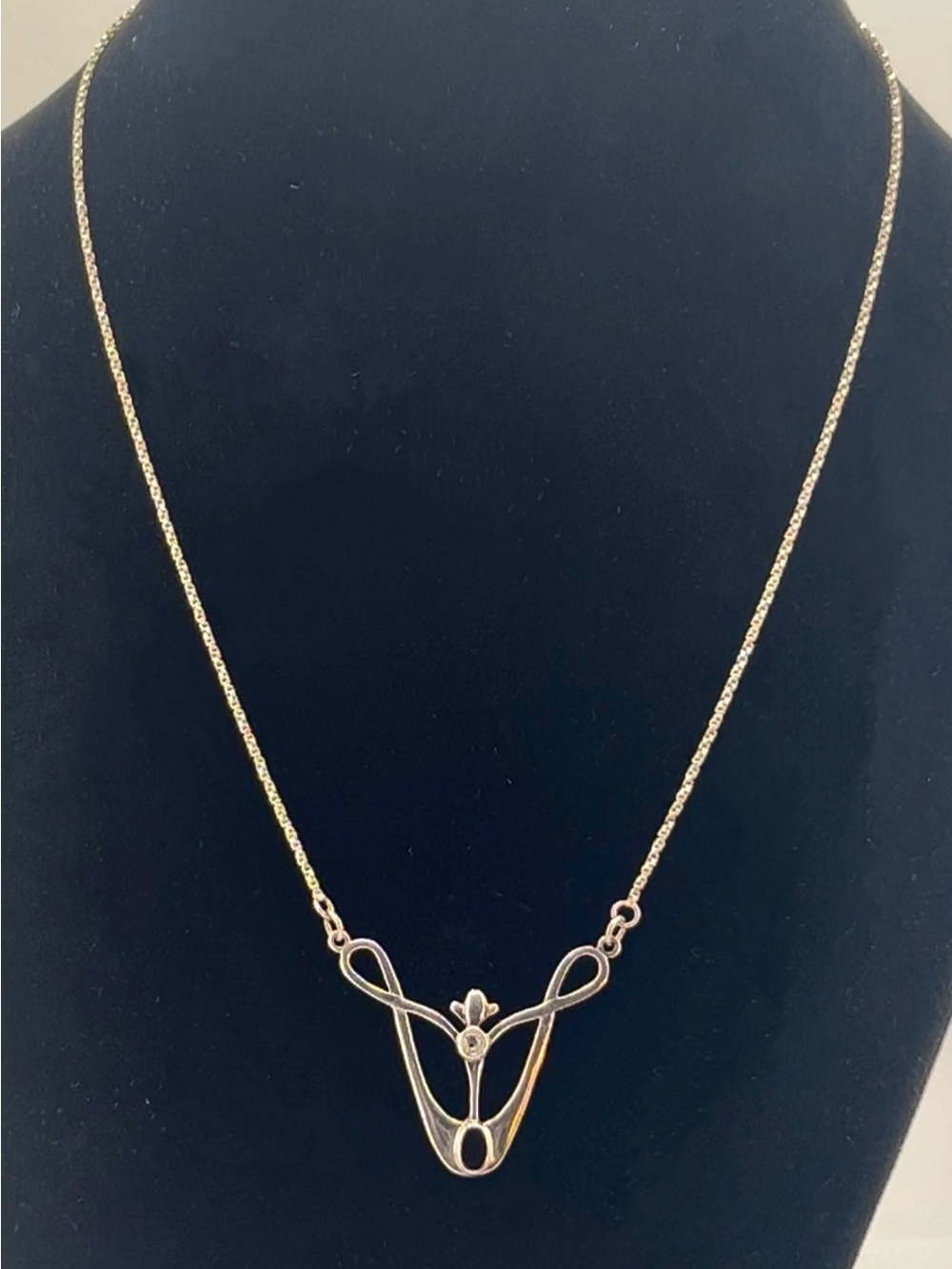 Art Nouveau Necklace Onyx Crystal 925 Silver - Picture 6 of 6